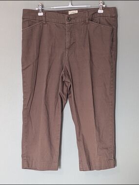 St Johns Bay Women's Chino Chocolate Brown Capri Pants Cargo Y2K Retro